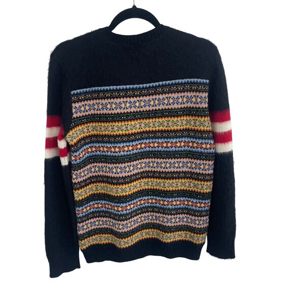 No. 21 Color Block Fair Isle Knit Crewneck Sweater Black Multicolor Womens US 8? - Picture 6 of 7